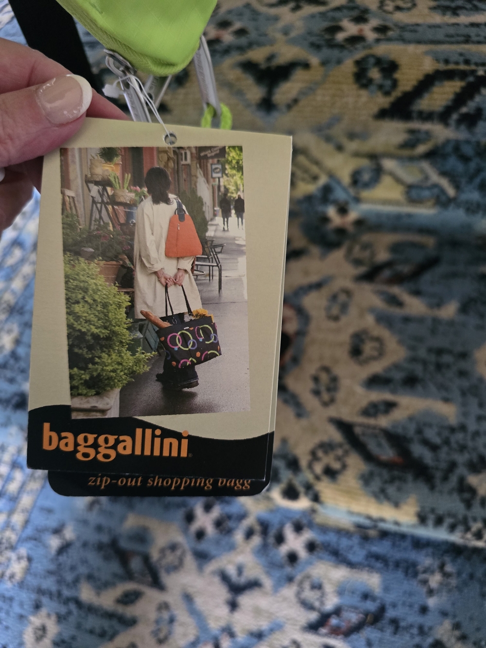 Baggallini Lime Green Foldable Shopping Bag with Neon Accents